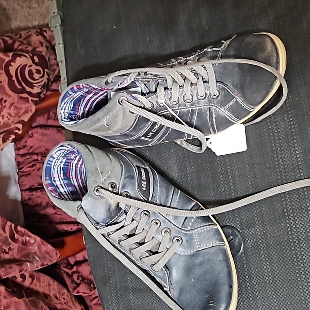 Lee Cooper Grey leather mid high tops sneakers men's sz 9